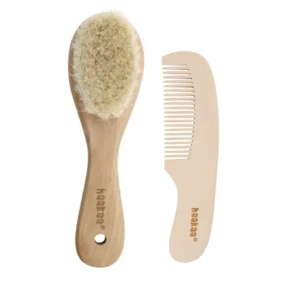 Haakaa Goats Wool Wooden Baby Hair Brush + Comb
