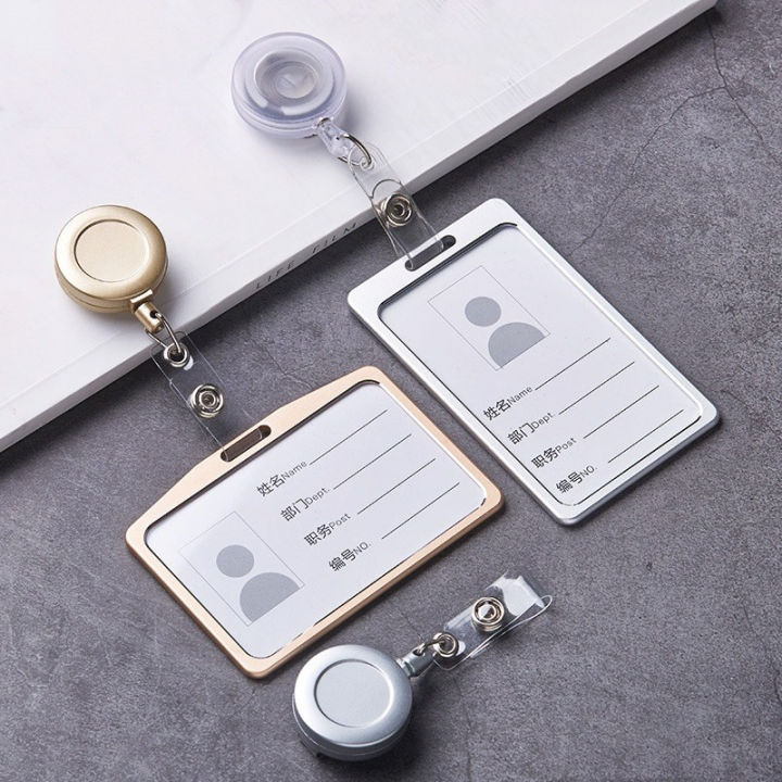 NEW Aluminum Alloy Card Holder with ABS Retractable Badge Reel