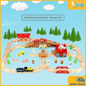 BabyBoss Edwone Wooden Train Set with Battery Locomotive Train Track Toy Mainan Kereta Api Keretaapi