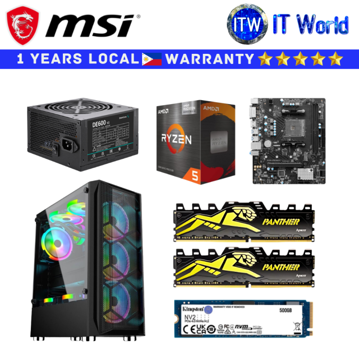 Gaming PC Desktop Computer Set MSI Empire Build 5 5600G B450M-A PRO MAX ...