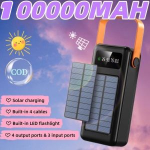 Power Bank Portable Charger Solar Charging Fast Charge Flashlight Outdoor Travel Emergency Backup