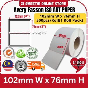 PREMIUM Blank Barcode Label 102mm x 76mm AP Sticker 102x76 1up 4x3 inch 1panel Avery Fasson Strong Adhesive 21SOS Premium Quality Art Paper AP Strong Glue Use With Thermal Ribbon with ISO Quality report [500pcs per roll]