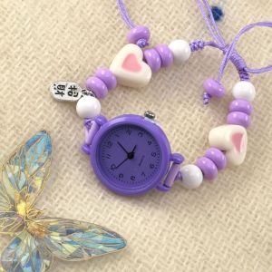 NEXASHOP Dopamine Bracelet Watch Adjustable Beaded Quartz Watch Fashion Pendant Star Heart Chain Watch Women Girls