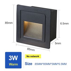 3W ไฟส่องพื้น IP65แบบฝัง LED สำหรับใช้ในโคมไฟติดผนังรีเซสหรือขั้นบันไดระเบียงบ้านระเบียงในสวนกลางแจ้งกันน้ำได้