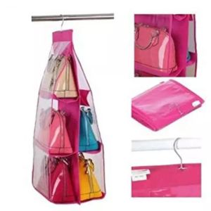 HandBag Storage Holder 6 Pockets Hanging Shelf Hanger Purse Rack Organizer