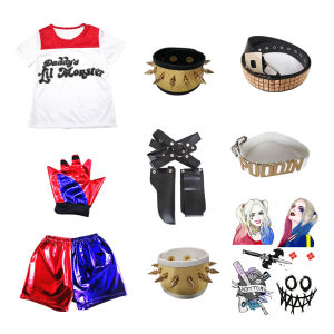วันเด็ก Harley Quinn ชุดคอสเพลย์เด็กผู้หญิงเสื้อยืดเสื้อแจ็คเก็ตแฟนซีสุนัขและเด็กชายของเล่นเด็กคาร์นิวัลวันเกิด Party
