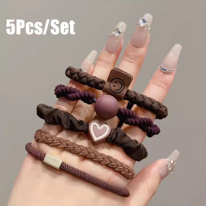 5Pcs/Set Women Girl Simple Elastic Hair Bands Scrunchie Ponytail Holder Rubber Hair Ties Fashion Headband Hair Accessories