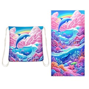 2 in1 Foldable Large Beach Swimming Storage Travel Bag Beach Towel Printed Bath Towel Integrated Towel Bag for Storage and Towel ﻿