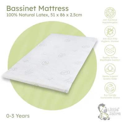 Little Zebra - Latex Mattress - Light Mattress - 100% Natural Latex - Lightweight & Convenient Foldable Mat For Babies Toddlers 1-3 years old - Portable Crib Mattress - Baby Mattress Topper