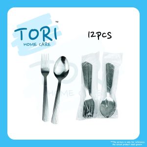 TORI HOME Stainless Steel Spoon & Fork 12pcs Sudu Makan Sudu Garpu Thick Stainless Steel Tableware Spoon Cutlery 925 Spoon