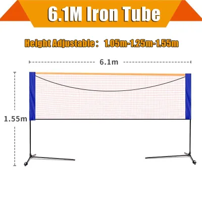 Folding Badminton Net With Stand Outdoor Height Adjustable Easy Setup Volleyball Net Tennis Net With Carry Bag