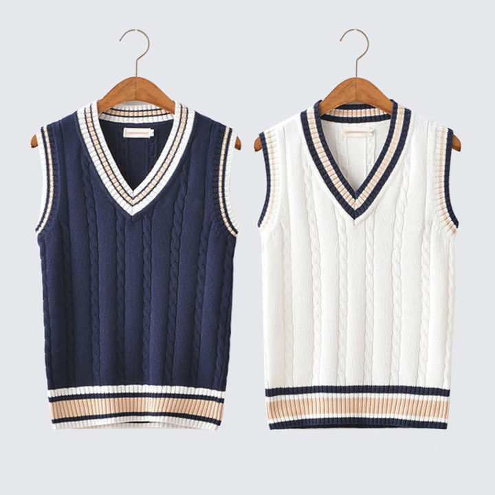 Knitted Sleeveless Sweater Women Men Knitted Vest Cozy and V-neck