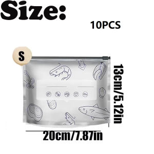 10/30PCS Aluminum Foil Zipper Bags Antibacterial Food Storage for Fridge Freezer Thick Resealable Pouches