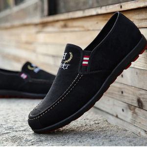 รองเท้าผู้ชายผู้ชายแฟชั่นเกาหลีรองเท้าลําลอง [คุณภาพสูง] Summer Fashion Flat Men Shoes Male Casual Shoes Slip On