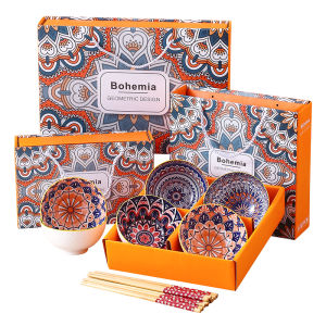 ชุดจานชาม ลายไทย ชุดจานชามเซรามิค ชามลายเซรามิก จานลายเซรามิคกระเบื้อง ของชำร่วย รับไหว้ ชุดชาม+ตะเกียบ พร้อมกล่อง