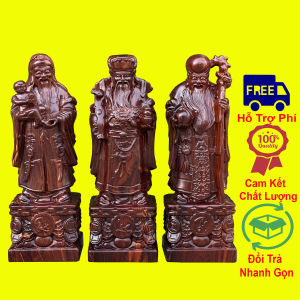 Tượng tam đa phúc lộc thọ cao 30cm và 40cm chất liệu gỗ trắc dây cực nhiều vân gỗ