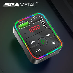 Car Charger FM Transmitter Bluetooth 5.0 MP3 Audio Player LED Light Car Adapter Type-c Fast Charger