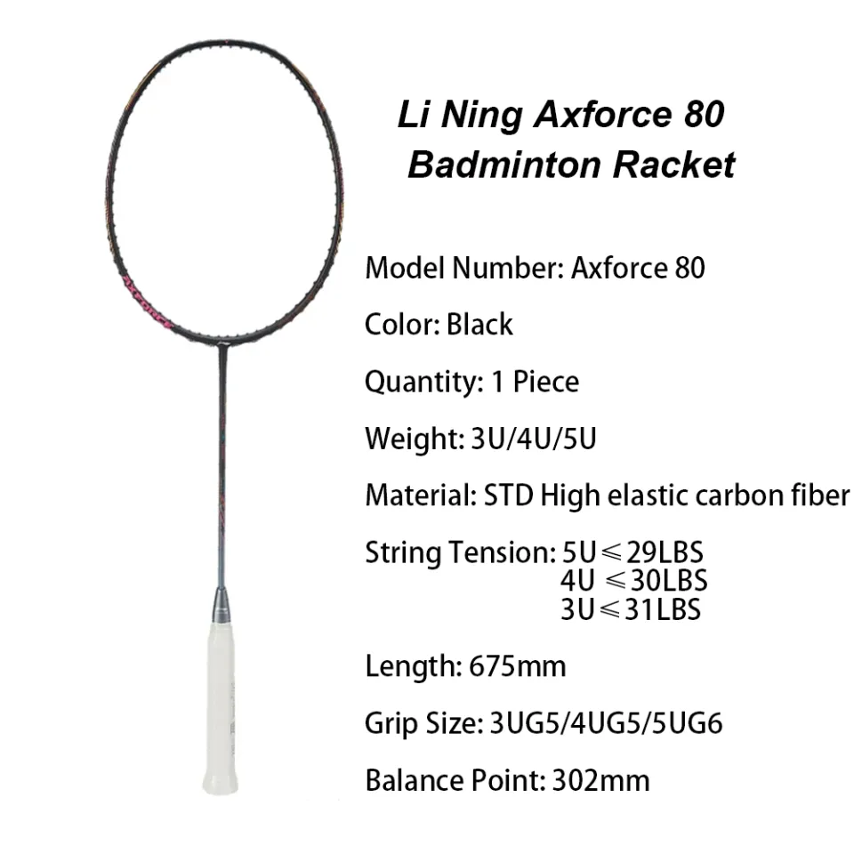 Li Ning Axforce 80 5U/4U/3U 31LBS Badminton Racket Single Racket