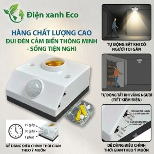 [Chính Hãng] Đui Đèn Cảm Biến Hồng Ngoại E27 Thông Minh - Tự Động Sáng Khi Có Người Dễ Dàng Lắp Đặt