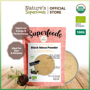 Nature Superfoods Organic Black Maca Powder 100G - Energy Boost & Immunity Support for Men & Athletes
