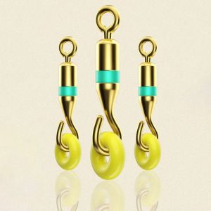 OKONOK 20PCS Hợp Titan Móc câu cá xoay Cao su màu Thiết kế chống sốc Phụ Kiện Câu Cá Phụ kiện Mở khớp xoay Vòng xoay mở Câu cá