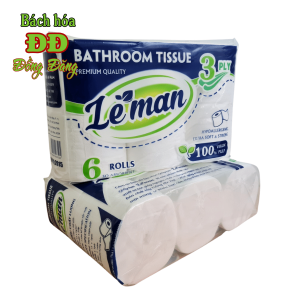 Giấy vệ sinh không lõi LEMAN XANH lốc 6 cuộn - 3 lớp