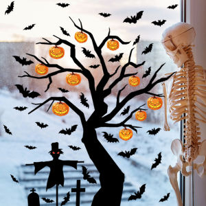 Decal HALLOWEEN- Hít tĩnh điện- Nghĩa địa và cây bí-19