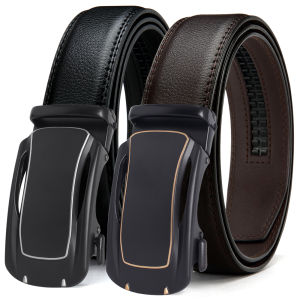DOOPAI Mens automatic sliding buckle real cow leather belt business fashion casual versatile middle-aged young people trendy high-end students