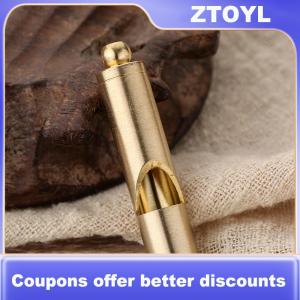 【ZTOYL】 Mini Waterproof Pocket Tools Pure Brass Handmade Pendant Equipment Survival EDC Whistle Referee Whisle Keychain Brass Whistle