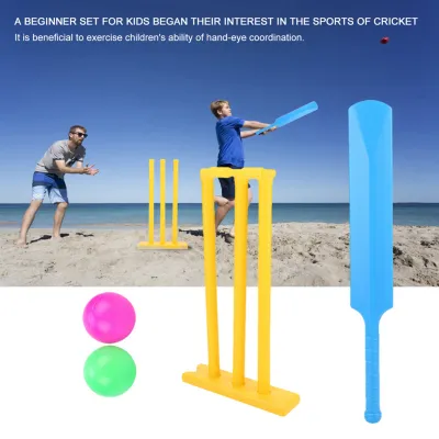 Greensen Kids Cricket Set ABS Plastic Cricket Bat Set Cricket Bat and Ball Beach Stand Kit for Children Toddler Parent-Child Sports Interaction Hand-Eye Coordination Cultivation Sports Game