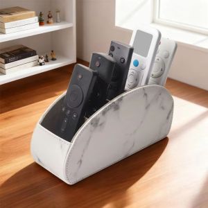 GONUUWGL PU Leather Remote Control Holder Modern Universal  Storage Box Shelf Cable Management Remote Control Organizer