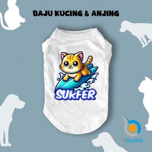 Baju Hewan Peliharaan Lucu Baju Hewan Kucing Kelinci Anjing Bahan Adem Lucu Gambar Surfer