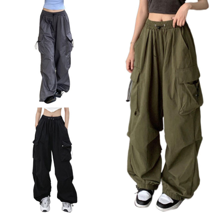 Women Baggy Cargo Pants Hip Hop Joggers-Sweatpants Wide Leg Trousers With  Pocket