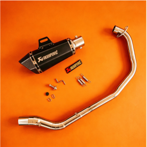 Honda RS 150 stainless elbow on Akrapovic Hexatip with silencer