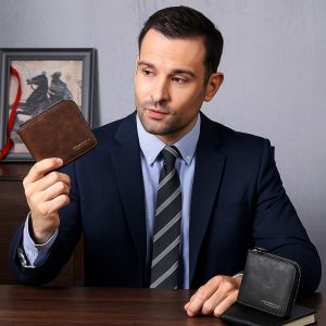EHTYR Multi-functional Mens Wallet Large Capacity PU Leather Business Wallet Vintage Style Luxury Short Card Bag Male