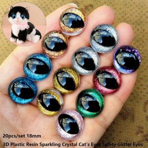 SABOAMM 20pcs/set Plastic Resin 3D Sparkling Crystal Cats Eyes with Golden Onion Gasket 18mm Safety Glitter Eyes Crafts High Quality Stuffed Toys Parts Bear Animal DIY Plush Dolls Eyes