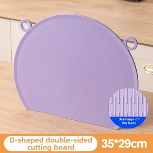 HOUCHU STUDIO Food Grade TPU Cutting Board Anti-Bacterial Anti-Mold Semi-Circular Cutting Board Dishwasher Safe Thickened Kitchen Chopping Block Kitchen Use