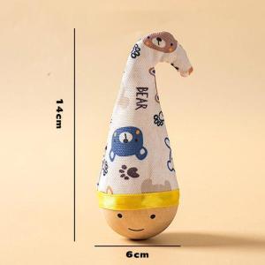 YOUYITIAOYU Tumbler Cat Toy with Colorful Feather Bite-Resistant Self-Happy Natural Beech Kitten Toy Indoor Play