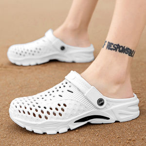 Sandals for men kasut selipar lelaki viral dewasa new style casual fishing water shoes beach cave shoes lazy one stirrup package head dual-use flip-flops mens slippers
