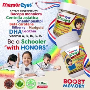 MemorEyes Schoolers Chocolate Chewables Brain & Eye Supplement Memory Boost DHA Bacopa Lutein Vit B