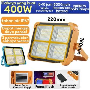 LAMPU LED SOLAR EMERGENCY 400W POWER SEL SURYA / LAMPU PANEL SURYA TENAGA MATAHARI