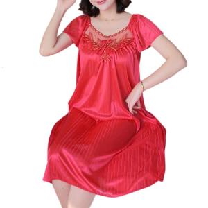 Thanh lịch mỏng nhẹ viền ren Áo Ngủ Trọng Lượng Nhẹ tay ngắn lụa băng váy ngủ Pajama Homewear Cho Phụ Nữ Ngủ