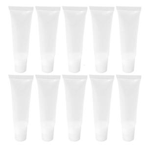 10pcs Small Refillable Lip Balm Containers Transparent Empty Lip Gloss Tubes Angled Tip Design 15ml Cosmetic Bottles
