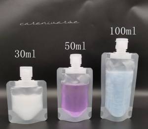 抖音同款便捷分装袋化妆品沐浴露乳液分装翻盖吸嘴袋折叠软袋现货 packaging bag cosmetic shower gel lotion sub-packing flip suction nozzle bag folding soft bag spot