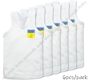 Wulanda 6 pcs singlet kaus dalam anak bayi merek WULANDA baby wear untuk laki laki dan perempuan atasan dalaman dengan pilihan ukuran SMLXL