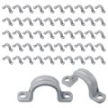 (ZIKF) PVC Pipe with Double Hole Plastic Conduit with Pipe Clamp Conduit Clamp U PVC Clip 2 Hole (50 Pieces). 