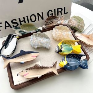 SI958 Acetic Acid Acetate Animal Hair Claw Shark Penguin Sea Creature Hair Clip Creative Fish Big Shark Clip Girl