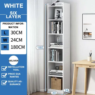 Layer Book Shelf Cabinet Display Cabinet Storage Rack Narrow Side Cabinet Modern Style Bookcase