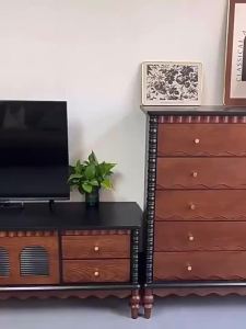 Solid Wood Five-Drawer Chest Modern Home Entryway Cabinet Bedroom Footboard Cabinet Large Capacity Storage Cabinet