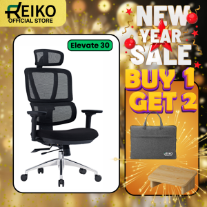 Reiko Elevate 30 Ergonomic Chair Fabric Cushion Seat Chair - 3 Years Warranty (Office Chair Ergonomic Chair Gaming)